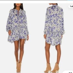 Free People Blue and White Floral Top